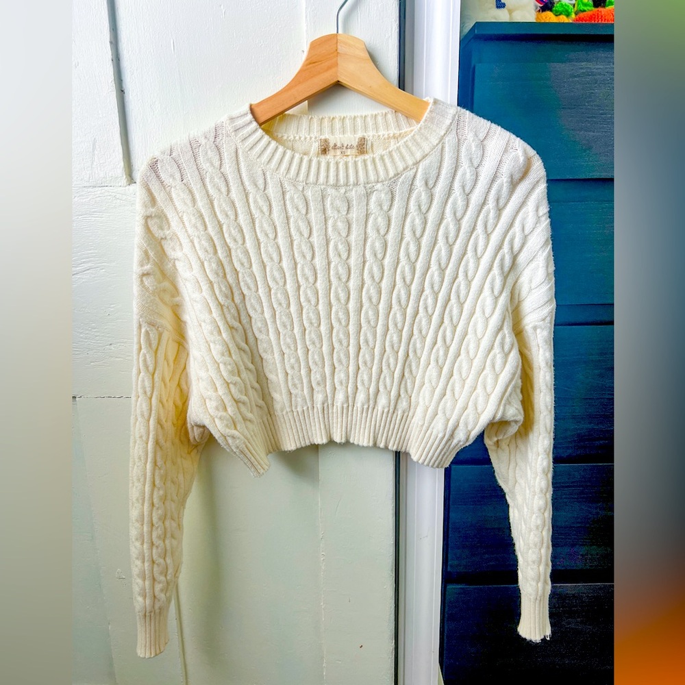White cropped sweater